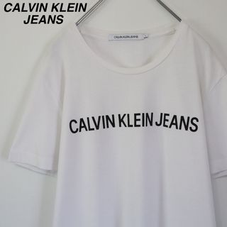 カルバンクライン(Calvin Klein)の【大人気】カルバンクラインジーンズ／Tシャツ　デカロゴ　白Tシャツ　Lサイズ(Tシャツ/カットソー(半袖/袖なし))