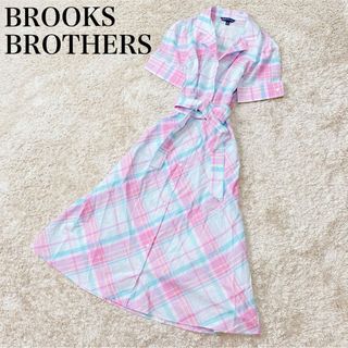 Brooks Brothers - 【極美品】ブルックスブラザーズ チェック マルチカラー ベルト シャツワンピース