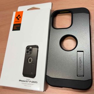 シュピゲン(Spigen)のiPhone13Proケース 衝撃吸収 スタンド付き (ガンメタル)(iPhoneケース)