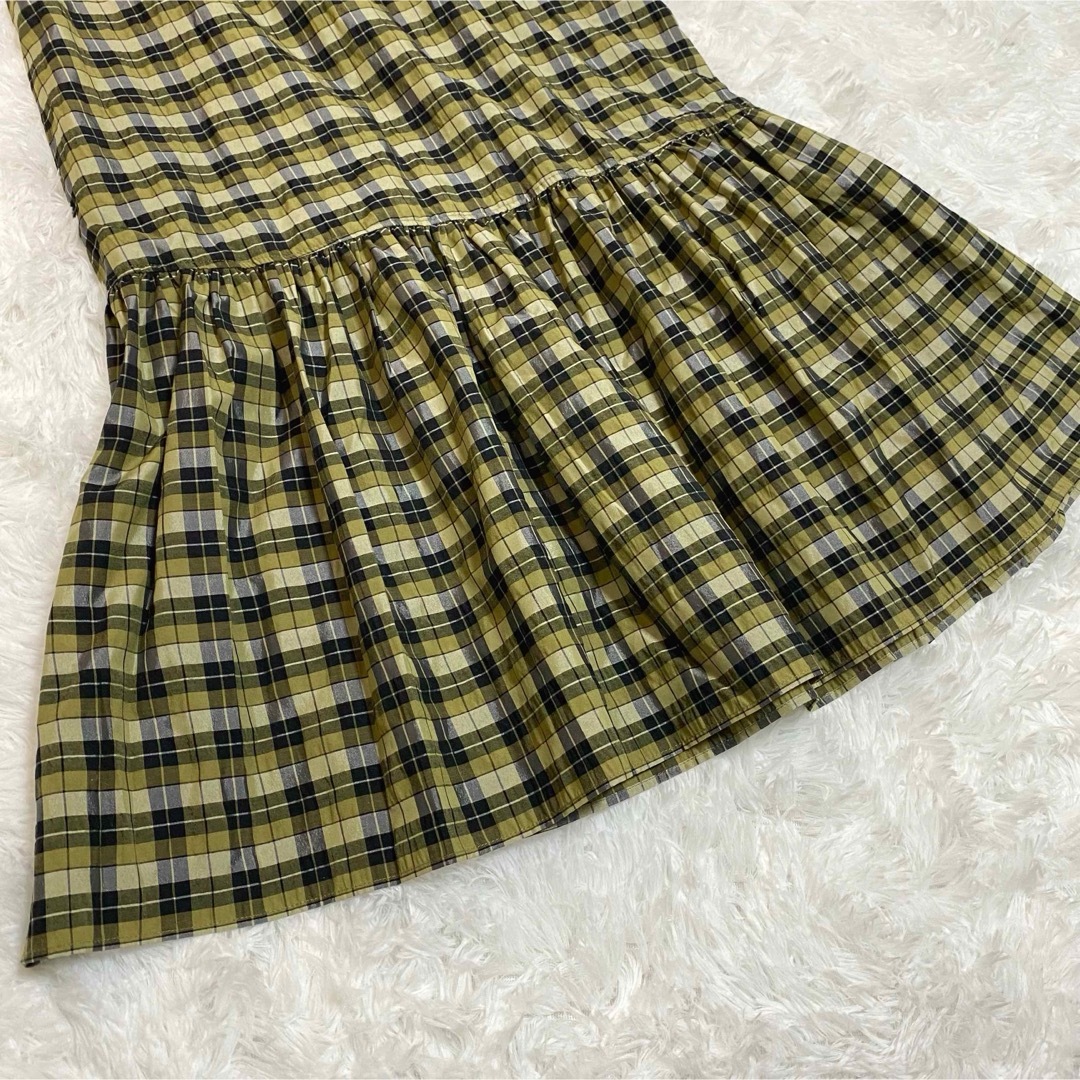 ROSE BUD(ローズバッド)の【美品】ROSE BUD ティアードスカート チェック カーキ フリー レディースのスカート(ロングスカート)の商品写真