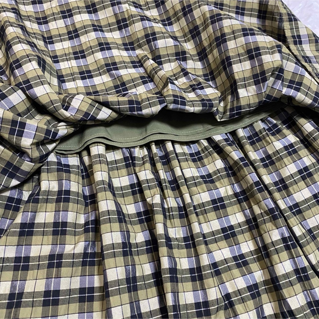 ROSE BUD(ローズバッド)の【美品】ROSE BUD ティアードスカート チェック カーキ フリー レディースのスカート(ロングスカート)の商品写真