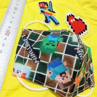 マインクラフト(Minecraft)のマインクラフト マイクラ 刺繍アイロンワッペン&マスク 3点セット②(各種パーツ)