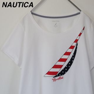 ノーティカ(NAUTICA)の【XLサイズ】ノーティカ／Tシャツ　ビッグロゴ　刺繍ロゴ　セーリング　ウィメンズ(Tシャツ(半袖/袖なし))