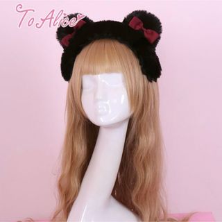 トゥアリス(To Alice)のToAlice トゥアリス リボン付きくまみみもこもこカチューシャ(カチューシャ)