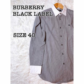 バーバリーブラックレーベル(BURBERRY BLACK LABEL)のバーバリー チェック 長袖シャツ 40 ホースロゴ　美品 クレリック(シャツ)