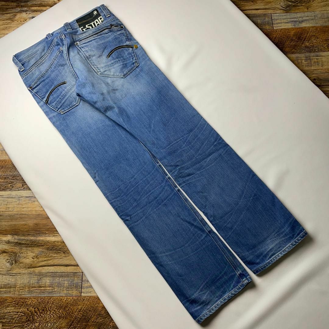ART VINTAGE(アートヴィンテージ)のジースターロウアタックストレートジーンズデニム青ブルー古着メンズw30ジーパン メンズのパンツ(デニム/ジーンズ)の商品写真