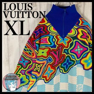 ルイヴィトン(LOUIS VUITTON)の【希少XLサイズ】ルイヴィトン ディストーテッド 即完売 ハーフジップ ニット(ニット/セーター)