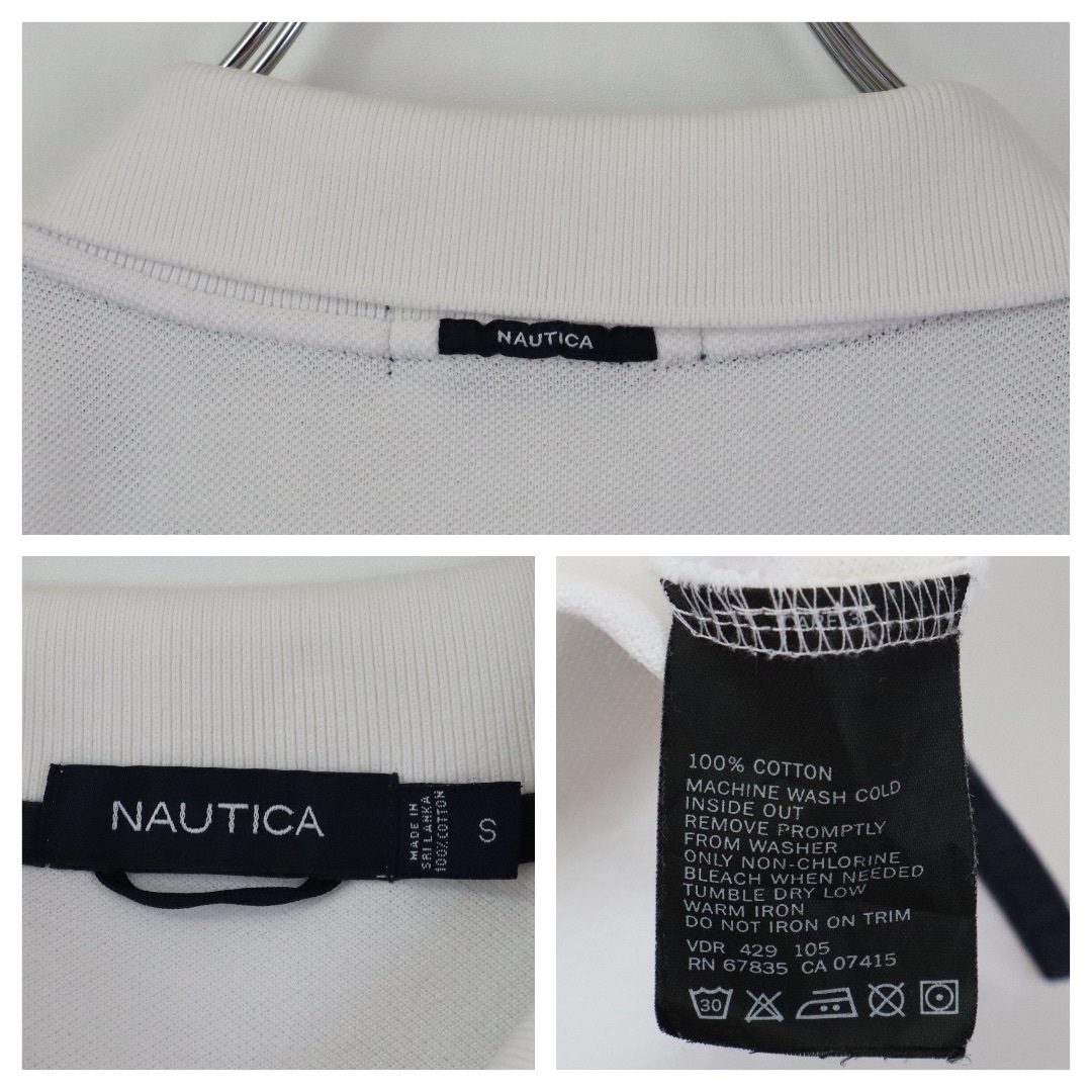 NAUTICA(ノーティカ)の【大人気】ノーティカ／ポロシャツ　刺繍ロゴ　鹿の子　Lサイズ相当　ホワイト　無地 メンズのトップス(ポロシャツ)の商品写真