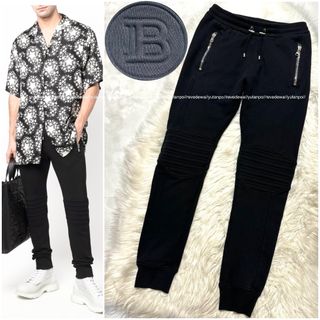 バルマン(BALMAIN)の本物 美品 バルマンオム エンボス B 新ロゴ バイカー スウェットパンツ L (その他)