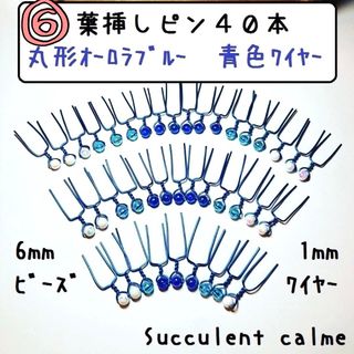 ⑥丸形オーロラブルー系★青色ワイヤー☆葉挿しピン４０本  多肉植物 ランナーピン(その他)