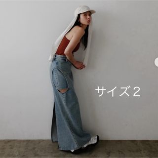 クラネ(CLANE)のCLANE CIRCLE CUT LAYERED DENIM SKIRTサイズ２(ロングスカート)