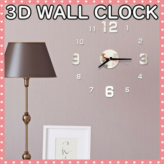 3Dウォールクロック 壁時計 ステッカー DIY 韓国 ステッカー シルバー(掛時計/柱時計)