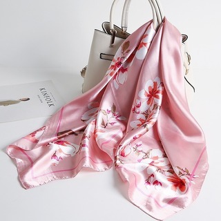 残り僅か♡　スカーフ　紫外線対策　フォーマル　バッグチャーム　ピンク　花柄　上品(バンダナ/スカーフ)