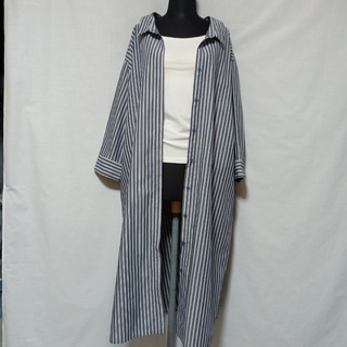 BACK NUMBER - 美品 バックナンバー 7分袖 シャツ ワンピース ストライプ 羽織り