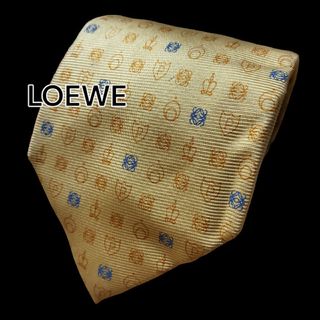 ロエベ(LOEWE)の【LOEWE】　ロエベ　イエロー系　総柄　イタリア製(ネクタイ)