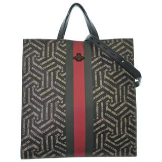 グッチ(Gucci)のGUCCI グッチ トートバッグ - 黒xベージュxカーキ等(総柄) 【古着】【中古】(トートバッグ)