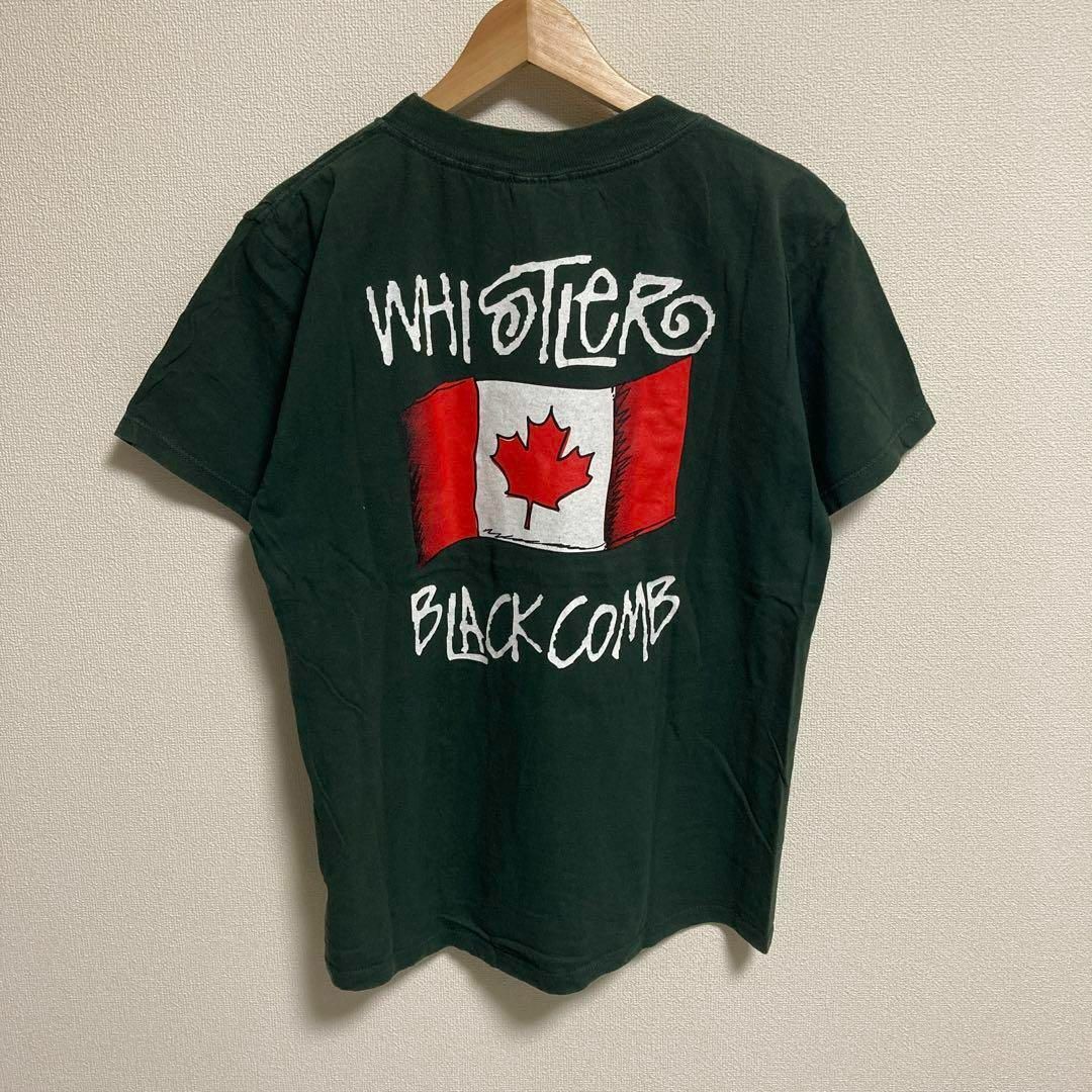 カナダ製　Tシャツ　半袖　国旗　プリント　グリーン　緑　L 相当 メンズのトップス(Tシャツ/カットソー(半袖/袖なし))の商品写真