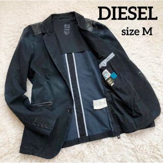 DIESEL - ディーゼル テーラードジャケット 切替ラムレザー ヴィンテージ調 バックジップ