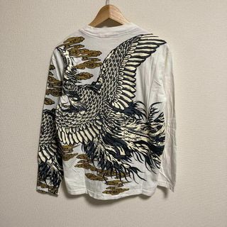 和柄　ロンT Tシャツ　長袖　鳥　アニマル　白　ホワイト　L(Tシャツ/カットソー(半袖/袖なし))