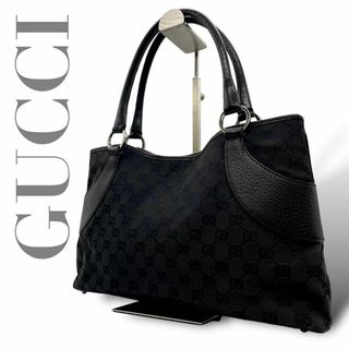 Gucci - GUCCI グッチ d4 ハンドバッグ GGキャンバス 黒 ブラック 肩掛け可能