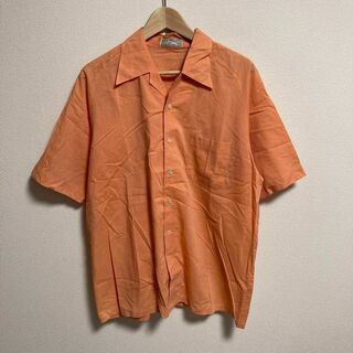 ヴィンテージ(VINTAGE)のVintage ヴィンテージ オープンカラーシャツ　半袖　オレンジ　日本製　XL(Tシャツ/カットソー(半袖/袖なし))