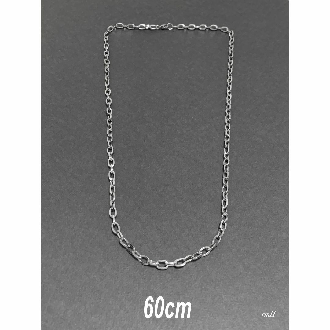 【オーバルリングネックレス 4mm シルバー 60cm 1本】ステンレス メンズのアクセサリー(ネックレス)の商品写真