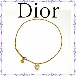 クリスチャンディオール(Christian Dior)の【美品】 ディオール ネックレス ラインストーン フェイクパール ゴールド(ネックレス)