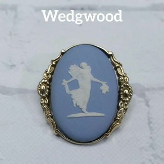 ウェッジウッド(WEDGWOOD)の【匿名配送】 ウェッジウッド ブローチ ゴールド カメオ 水色 6(ブローチ/コサージュ)