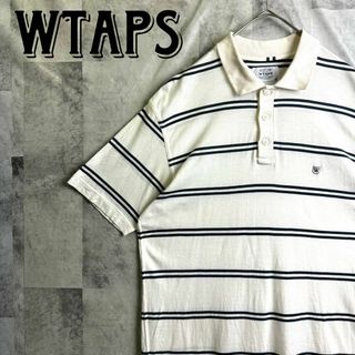 W)taps - WTAPS ダブルタップス 半袖ポロシャツ 刺繍ロゴ ボーダー ホワイト M