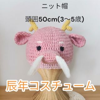 辰コスチューム ニット帽 ハンドメイド ピンク(帽子)