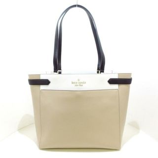 ケイトスペードニューヨーク(kate spade new york)のKate spade(ケイトスペード) トートバッグ美品  ステイシー カラーブロック ラップトップ トート WKRU7098 ベージュ×アイボリー×黒 レザー(トートバッグ)