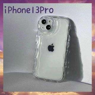 iPhone13Pro用ケース　うねうね　くねくね　韓国　クリア　波状(iPhoneケース)