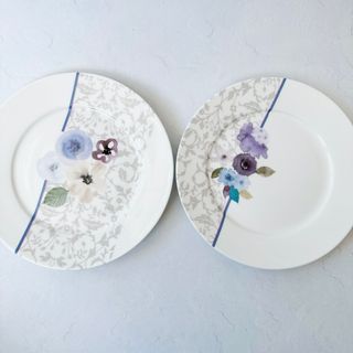 【新品/未使用】《ハンドメイド》ポーセラーツ/ラウンドプレートセット(食器)