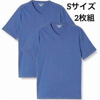 Tシャツ Vネック 2枚組 レギュラーフィット 半袖 ブルー 青 メンズ(Tシャツ(半袖/袖なし))