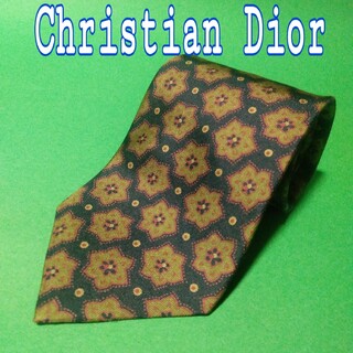 クリスチャンディオール(Christian Dior)の【極美品】  クリスチャンディオール  花柄　ネクタイ　ネイビー(ネクタイ)