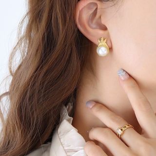 韓国ファッション　ゴールド　天使　パール　ピアス　人気アクセサリー 結婚式 (ピアス)