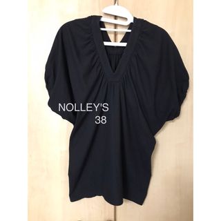 ノーリーズ(NOLLEY'S)のNOLLEY’S カットソー  38 ブラック Ｖネック パフスリーブ(カットソー(半袖/袖なし))