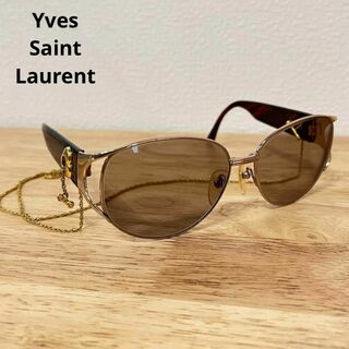 イヴサンローラン(Yves Saint Laurent)のイヴサンローラン　チェーン付き　サングラス　サイドロゴ　ハートデザイン(サングラス/メガネ)