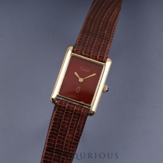 カルティエ(Cartier)のCARTIER カルティエ マストタンク LM 手巻き SV925 革 純正尾錠 ボルドー文字盤(腕時計(アナログ))