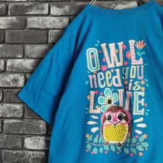 オーバーサイズフクロウアニマルtシャツTシャツオクラホマガールビッグロゴtee(Tシャツ/カットソー(半袖/袖なし))