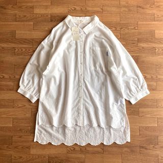 新品 Keitto 雨晴れスカラップ刺繍ロングシャツ Lサイズ(シャツ/ブラウス(長袖/七分))