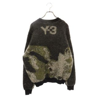 Y-3 ワイスリー 21AW U CH1 CAMO KNIT CREW SWEATER カモフラージュ オーバーサイズクルーネック ニット セーター ブラック/グリーン HB3331