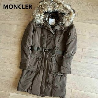 モンクレール(MONCLER)のモンクレール　ROMNEY　ダウンコート　ファー　ベルト付き　ブラウン　０サイズ(ダウンジャケット)