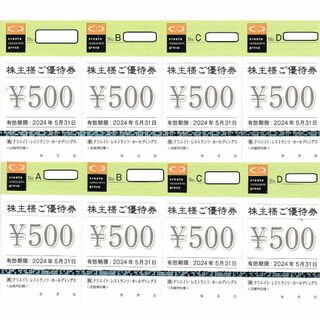 クリエイトレストランツ株主優待　4000円分　ラクマパック