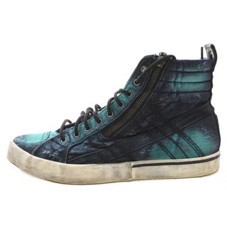 ディーゼル(DIESEL)のDIESEL ディーゼル Velows Mid Lace Trainers サイドジップ ダメージ加工 ミッドカットスニーカー グリーン(スニーカー)