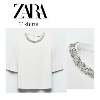 ザラ(ZARA)の【限定セール】ラインストーンTシャツ(Tシャツ/カットソー(半袖/袖なし))