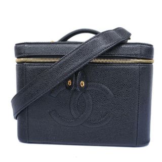 CHANEL - 【4he5946】シャネル バニティバッグ/キャビアスキン/ブラック/ゴールド金具 【中古】 レディース