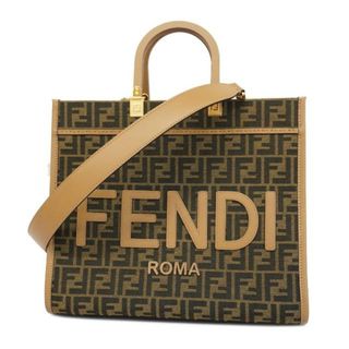 フェンディ(FENDI)の【4ia0199】フェンディ ツーウェイバッグ/ズッカ/ナイロンキャンバス/ブラウン/ブラック/ゴールド金具 【中古】 レディース(その他)