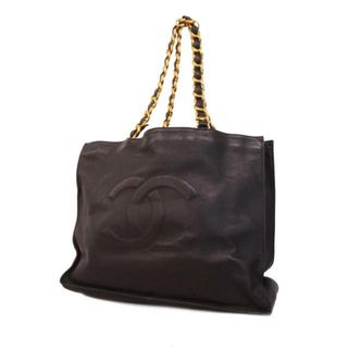 シャネル(CHANEL)の【4ia0228】シャネル トートバッグ/チェーンショルダー/ラムスキン/ブラック/ゴールド金具 【中古】レディース(トートバッグ)