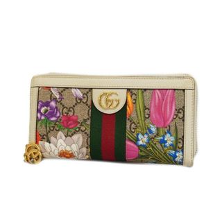 グッチ(Gucci)の【4ia0258】グッチ 長財布/オフィディア/GGフローラ/523154/PVC/レザー/アイボリー/ベージュ/ゴールド金具 【中古】 メンズ/レディース/ユニセックス(財布)